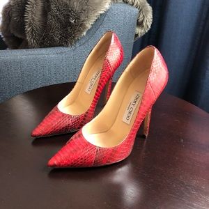 Jimmy Choo Anouk Elaphe Red Snakeskin Pumps